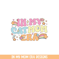 In my groovy retro cat mom era, groovy retro style mom life designs