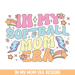 In my groovy retro softball mom era, groovy retro style mom life designs