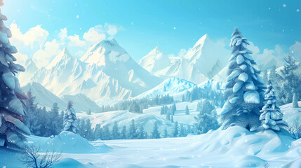 Obraz premium 3D rendering of winter landscape 