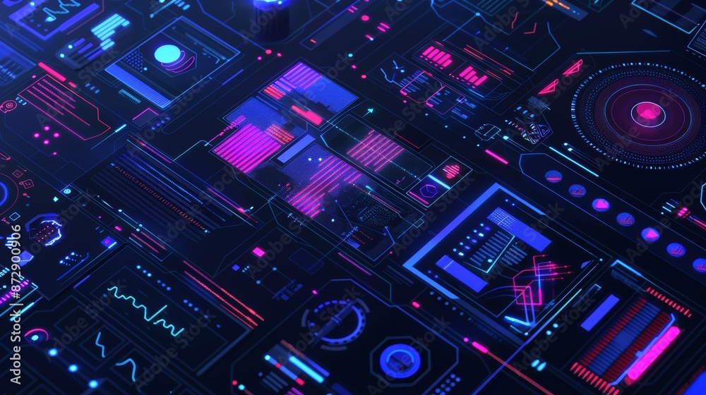 Aufkleber AI algorithm concept with data visualization and futuristic graphics in a dark theme