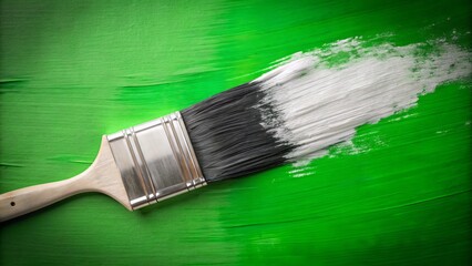 Abstract animated paint brush strokes revealing transition on green screen with black and white colors and paper texture overlay.