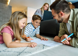 child family mother father happy daughter son education drawing learning creativity girl love together boy fun school student teaching development