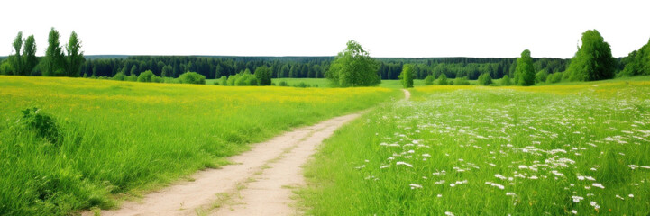 Obraz premium PNG Sunny weather landscape grassland panoramic.