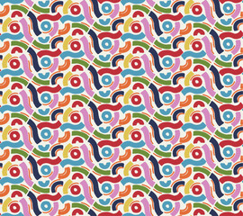 Twisted swirls of color. An abstract pattern consisting of the same type of rounding, repeated in different colors.