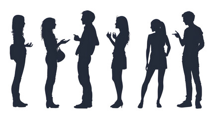 entourage silhouettes of peoples chatting excitedly