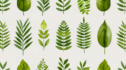 Watercolor illustration of a minimalist Scandinavian fern leaf pattern on a clean white background ink watercolour 