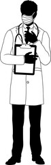 Doctor Man and Clipboard Medical Silhouette Person