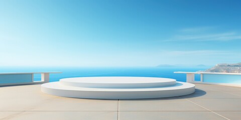 Fototapeta premium White Podium Overlooking the Ocean