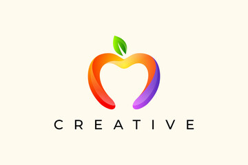 Colorful apple fruit tech logo