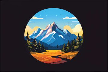 Beautiful mountain landscape. Vector illustration. Nature landscape. Panorama of a mountain landscape.