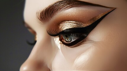 Fototapeta premium eye, makeup, beauty, cosmetics, close-up, macro, fashion, eyelashes, glamour, beautiful, portrait, female, skin, mascara, detail, eyebrow, elegant, wellness, health, model, face, beautyful, care, trea