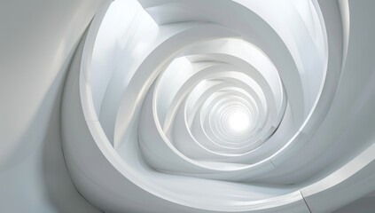 Abstract background of an infinite spiral tunnel made from white paper 