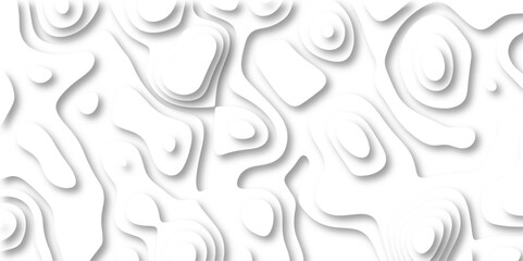 3D Papercut Stylized White topographic contour scheme and terrain. Abstract geometric layered curve line white background. Topographic contour lines vector map seamless pattern vector.