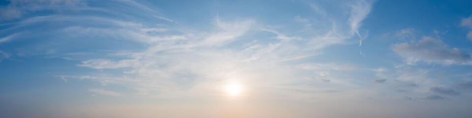 Dramatic panorama sky with cloud on twilight time.