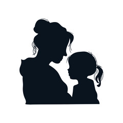 Mother and Daughter silhouette vector logo illustration