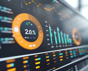 Closeup of a computer screen displaying financial data charts and graphs.