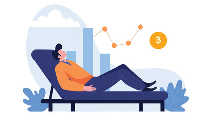 Passive income and market investing flat vector illustration