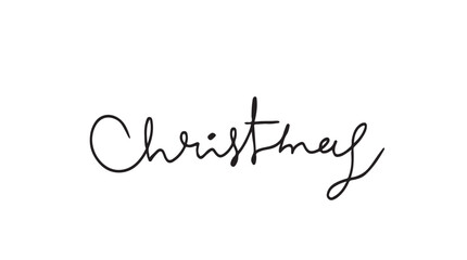 handwritten merry christmas inscription. Hand drawn lettering. One line drawing of phrase. Vector.