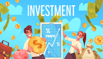 Investment hand drawn flat background