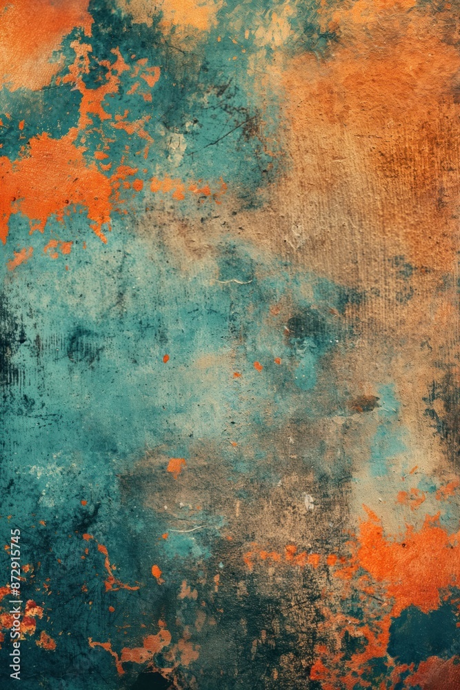 Poster abstract orange textured background with speckled paint design. distressed canvas wall surface featu