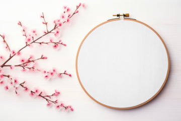 PNG embroidery frame mockup, transparent design