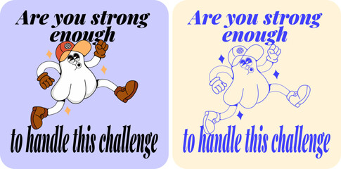 retro ghost mascot wandering around