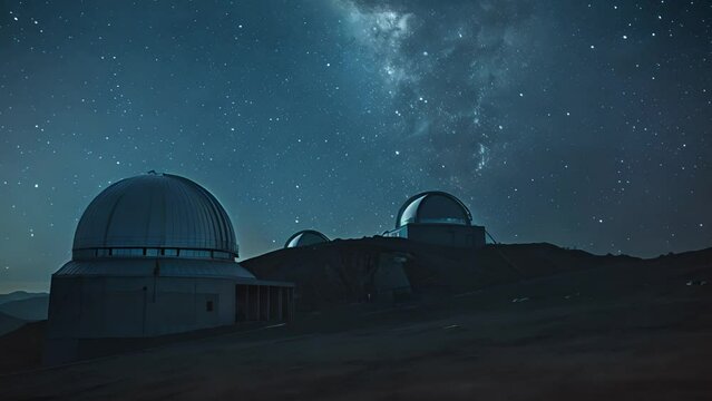 A tranquil observatory under a clear sky filled with stars at night