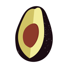 Avocado food icon. Avocado fruit whole and half isolated on white background. Summer tropical fruits for healthy lifestyle. Vector illustration in flat style