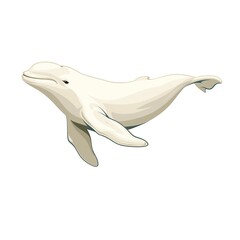 Obraz premium Beluga Whale Minimalist fashion cartoon isolated whitebackground