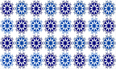 mandala two tone of blue gray flowers repeat pattern on white color, replete image illustration, design for fabric printing, print, checkerboard, chain chess
