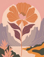 jolie fleur effet ancien art d&eacute;co en ia 