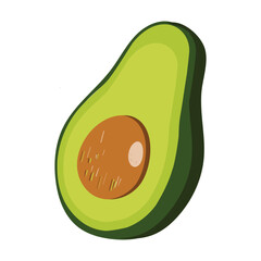 Avocado food icon. Avocado fruit whole and half isolated on white background. Summer tropical fruits for healthy lifestyle. Vector illustration in flat style