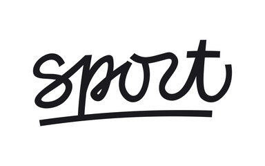 Handwritten Brush Lettering. Sport. Text calligraphy style with smooth lines. Hand drawn typography letter design template. Isolated vector