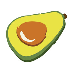 Avocado food icon. Avocado fruit whole and half isolated on white background. Summer tropical fruits for healthy lifestyle. Vector illustration in flat style