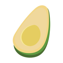 Avocado food icon. Avocado fruit whole and half isolated on white background. Summer tropical fruits for healthy lifestyle. Vector illustration in flat style
