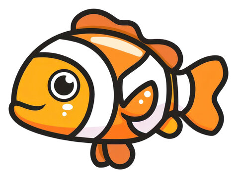 cartoon orange clownfish with white stripes