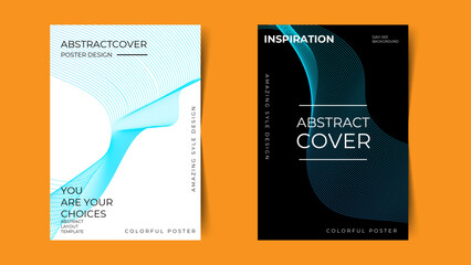Creative covers or horizontal posters in modern minimal style for corporate identity, branding, banner, poster, advertising. Modern layout design template with dynamic colorful overlay lines