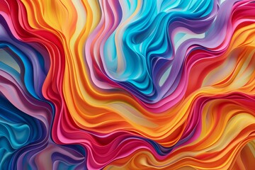 Obraz premium Smooth wave pattern in vibrant multi colors, AI generated