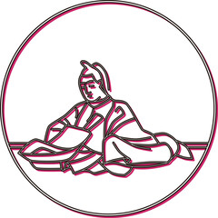 カラーシャドウ円形百人一首　源兼昌