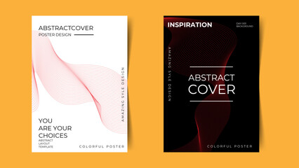Creative covers or horizontal posters in modern minimal style for corporate identity, branding, banner, poster, advertising. Modern layout design template with dynamic colorful overlay lines