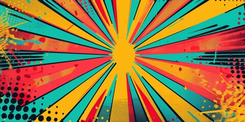 A retro comic book texturebold lines with halftone patterns and vibrant colors. Background with distressed overlays and vintage comic elements.