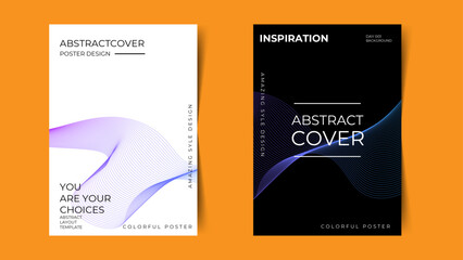 Creative covers or horizontal posters in modern minimal style for corporate identity, branding, banner, poster, advertising. Modern layout design template with dynamic colorful overlay lines
