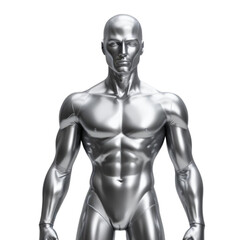 Silver metal man on Isolated transparent background png. generated with AI