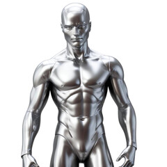 Silver metal man on Isolated transparent background png. generated with AI