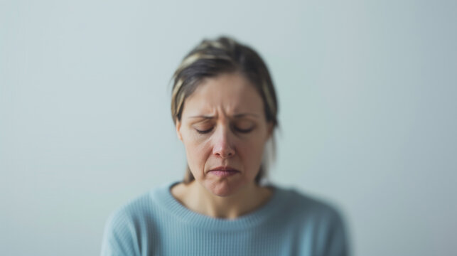 A mental health issues illness concept. An overwhelmed woman looking sad, despairing or distraught - Powered by Adobe
