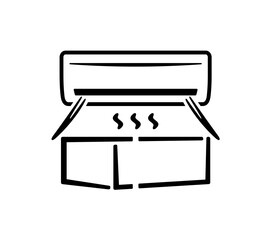 Air conditioning with waves of cold and warm air to control the temperature and climate in the room graphic design. Maintaining comfortable air parameters, temperature and humidity in the house design