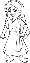 Diwali Sita Isolated Coloring Page for Kids