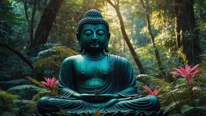 Buddha statue in the forest