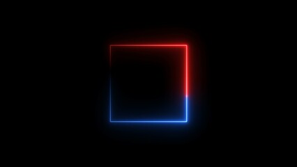 Abstract glowing neon frame rectangle icon illustration background.