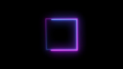 Abstract glowing neon frame rectangle icon illustration background.